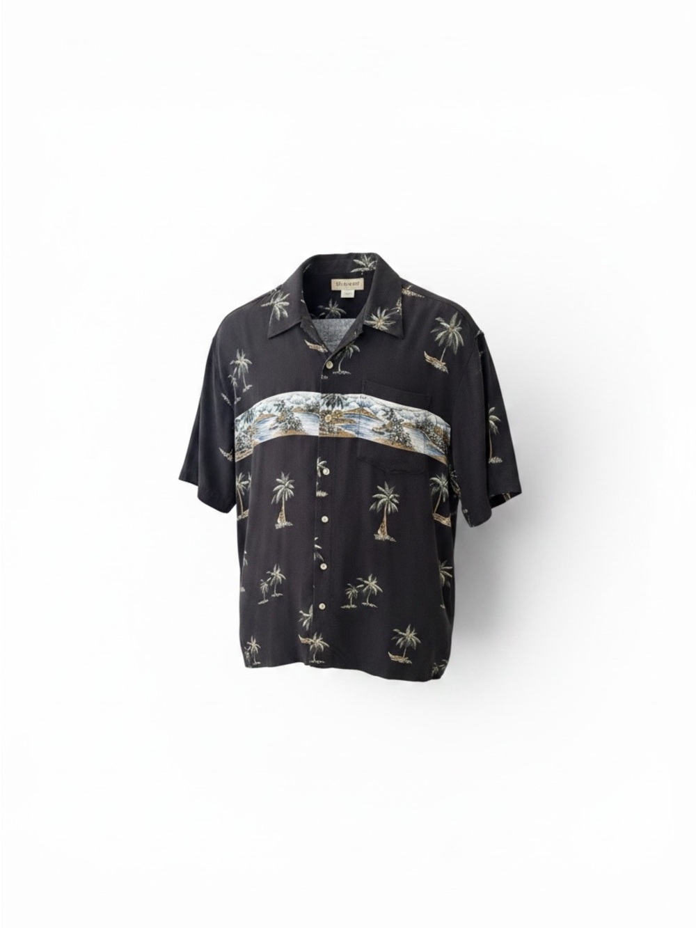 Croft & Barrow Men’s XL Hawaiian Camp Shirt Palm Tree Button Front